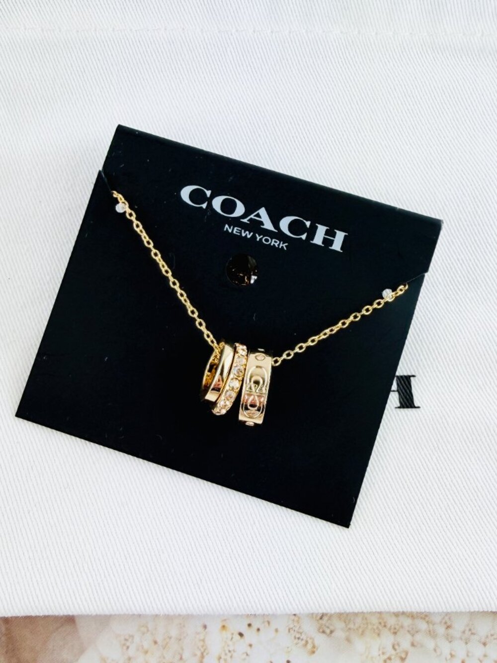 Coach Repeated C Rondell Ring gold necklace - Picture 2 of 4
